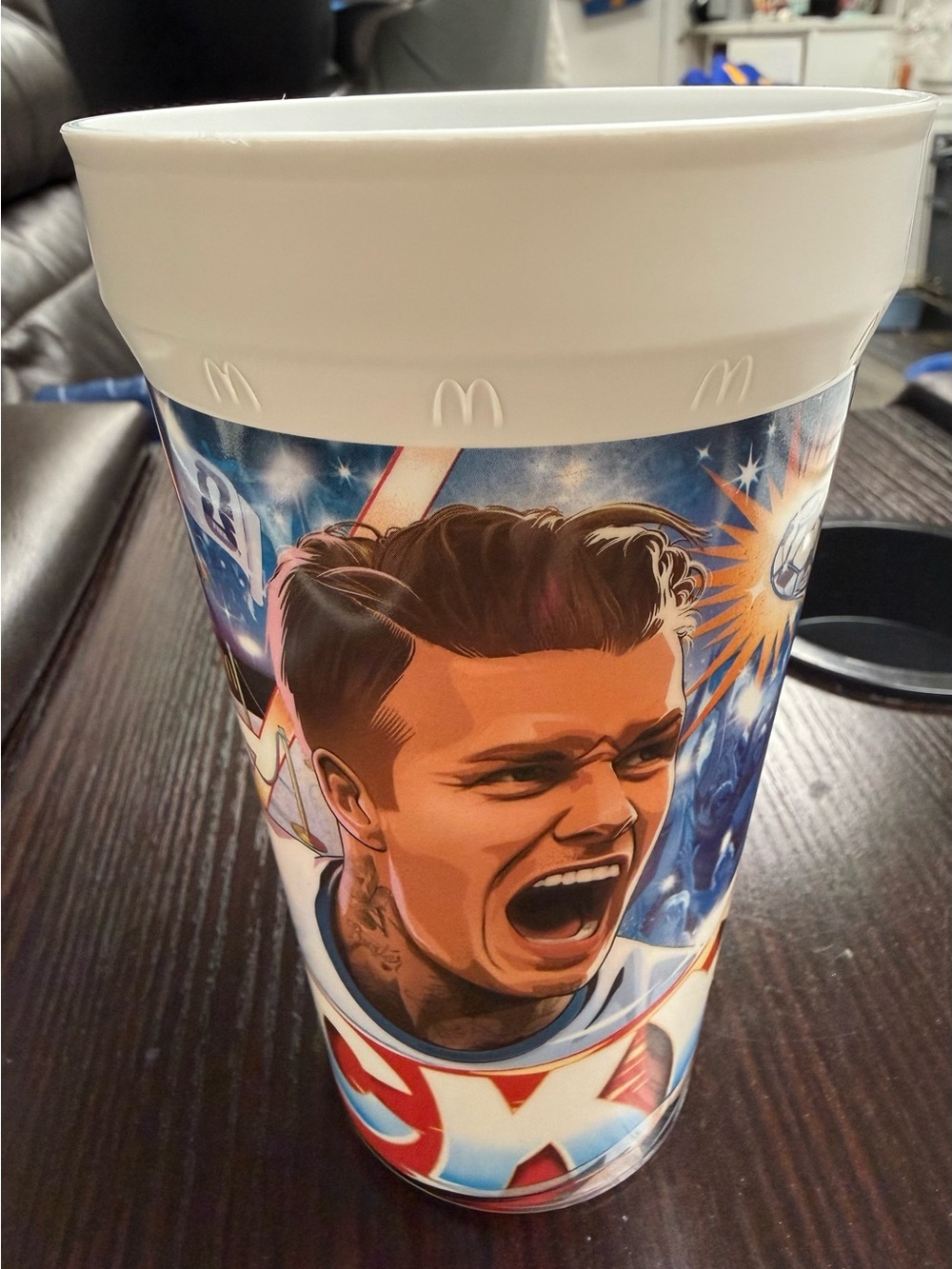 McDonald's White and Blue Soccer Player Collectible Cup David Beckham